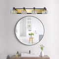Crystal 4-light LED vanity fixture - black and brass bathroom wall light - Elirian
