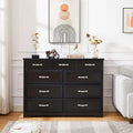 Nine-Drawer Black Wood Dresser with White Antique-Style Handles