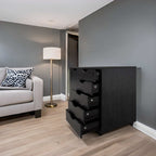 Black 5-Drawer Office Storage Cabinet on Wheels with Door