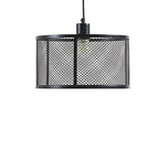 Black mesh drum pendant light with adjustable cord for modern home decor - Elirian