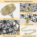 Modern black crystal pendant light with gold-plated chain and E12 candle bulbs - Elirian