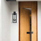 11.2" Black Candle-Style Outdoor Wall Light with Glass Panels & 4 Lights