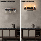 3-Light Rustic Bathroom Vanity Light Fixture - Clear Glass Shades - Elirian