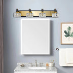 Crystal 4-light LED vanity wall fixture - black brass mirror lighting - Elirian