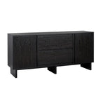 Schwarzes 160 cm breites Sideboard aus Küsteneiche mit abgeschrägten Schubladen und Kabeldurchführung