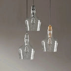 Bell Glass Pendant Light - Three Clear Glass Hanging Lights with Brushed Metal Finishes - Elirian