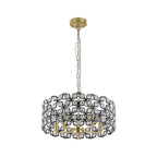 Modern black crystal pendant light - five-light brass chandelier fixture - Elirian