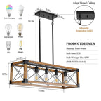 Farmhouse 5-Light Walnut and Black Pendant Light with Adjustable Suspension - Elirian
