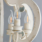 Antique White Wood & Iron 6-Light Farmhouse Pendant Light with Scrolled Arms