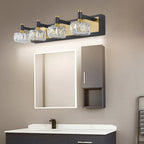 Modern crystal LED vanity light with black brass finish for bathroom mirrors - Elirian