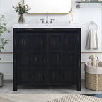 36" Retro Espresso Bathroom Vanity with Resin Sink & Soft-Close Cabinet