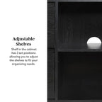 Schwarzes 160 cm breites Sideboard aus Küsteneiche mit abgeschrägten Schubladen und Kabeldurchführung