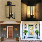 13" Matte Black 4-Light Farmhouse Outdoor Wall Light with Glass Shades