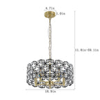 Modern black crystal pendant light with adjustable chain, 18.9 inch diameter, premium K9 - Elirian