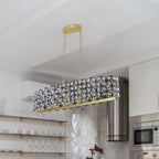 Modern champagne gold oval crystal pendant light fixture for contemporary kitchens - Elirian