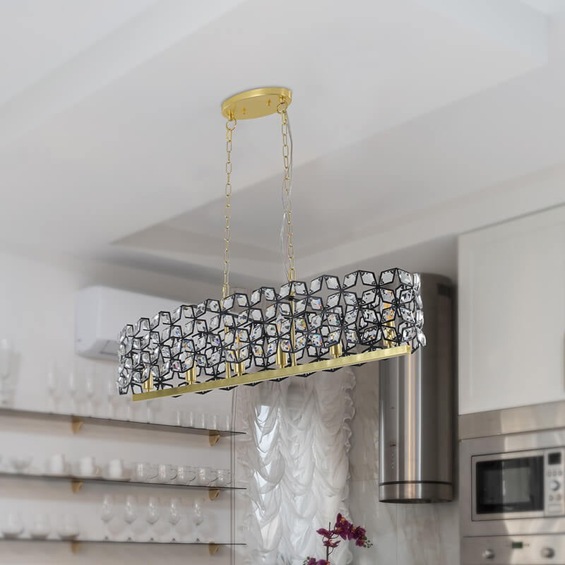 Modern champagne gold oval crystal pendant light fixture for contemporary kitchens - Elirian