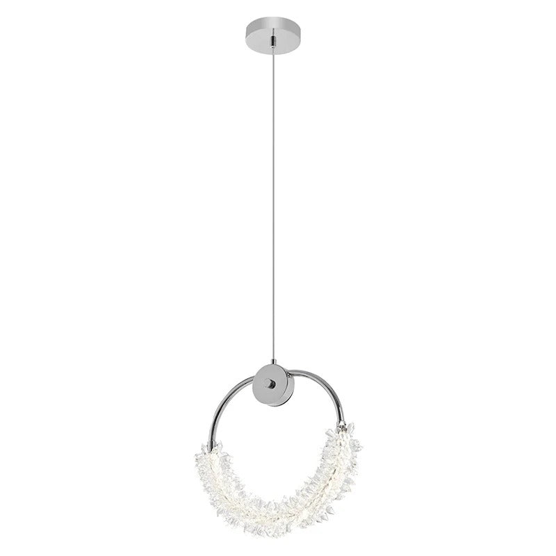 Modern crystal glass LED pendant light with chrome finish - Elirian