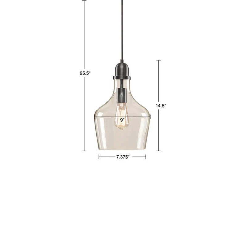Bell Glass Pendant Light Matte Black adjustable cord modern home lighting Elirian