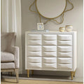 White Gloss 3-Drawer Chest of Drawers with Gold Metal Legs