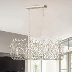 Modern crystal chandelier with vintage silver finish suspended from ceiling chain - Elirian