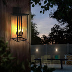13" Matte Black 4-Light Farmhouse Outdoor Wall Light with Glass Shades