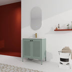 30" Mint Green Steel Bathroom Vanity with Ceramic Sink and Mesh Doors