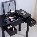 31.5" Black Flip-Top Vanity Table with Hidden Mirror, 2 Drawers & Centre Storage