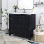 36" Retro Espresso Bathroom Vanity with Resin Sink & Soft-Close Cabinet