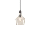 Bell Glass Pendant Light Matte Black Adjustable Cord Modern Lighting Fixture - Elirian