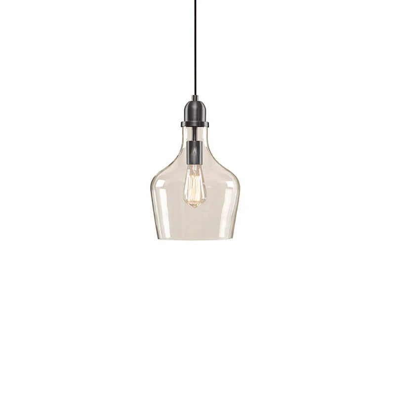 Bell Glass Pendant Light Matte Black Adjustable Cord Modern Lighting Fixture - Elirian