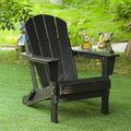 Antique Black Folding HDPE Adirondack Lounge Chair with Wide Armrests