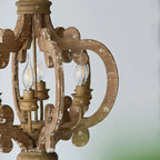 Farmhouse wood candelabra pendant light with six candle-style bulbs - Elirian