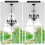 Vintage Black & Gold Crystal Kitchen Island Pendant Light - Long Boom & Short Boom Installation - Elirian