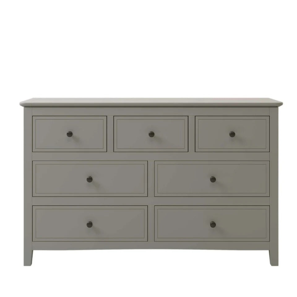Modern Gray 7-Drawer Solid Pine Wood Dresser