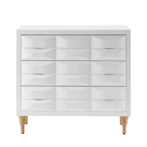 White Gloss 3-Drawer Chest of Drawers with Gold Metal Legs