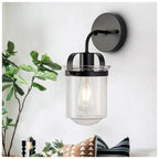 Modern black wall sconce clear glass shade contemporary lighting fixture - Elirian