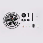 Industrial black caged ceiling fan with light and remote control included - Elirian