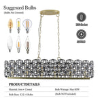Modern Champagne Gold Oval Crystal Pendant Light with six E12 bulb sockets - Elirian