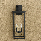 11.2" Black Candle-Style Outdoor Wall Light with Glass Panels & 4 Lights