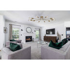 Modern brushed gold sputnik semi-flush ceiling light fixture with ten lights - Elirian