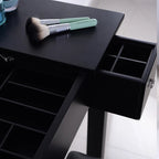 31.5" Black Flip-Top Vanity Table with Hidden Mirror, 2 Drawers & Centre Storage