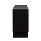 Schwarzes 160 cm breites Sideboard aus Küsteneiche mit abgeschrägten Schubladen und Kabeldurchführung