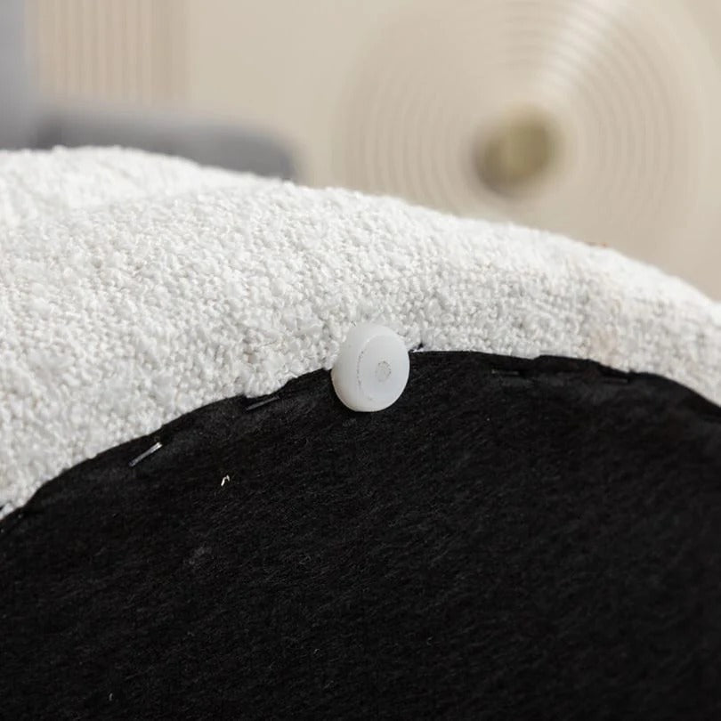 Pouf ottoman rond en boucle souple ivoire avec espace de rangement