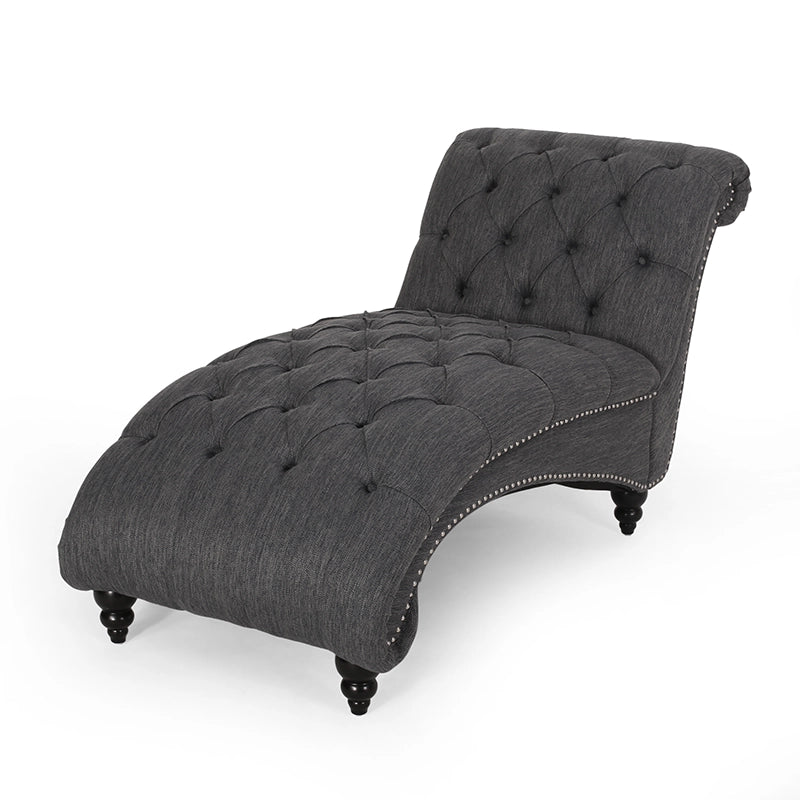 Fauteuil lounge moderne anthracite capitonné aux formes arrondies avec surpiqûres en losange