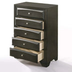 Antique Gray 5-Drawer Tall Wood Chest of Drawers