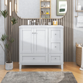 36" White Bathroom Vanity with Sink, USB Charger, 4 Drawers & 2-Door Cabinet