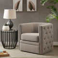 Modern Capstone Swivel Barrel Accent Chair with Tufting and Nail heads