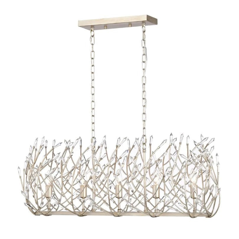 Crystal chandelier with silver finish and adjustable chain suspension - Elirian