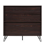 Mid-Century Brown Rectangular Wine Cabinet with 15 Wine Cubbies & Storage