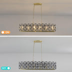 Modern champagne gold oval crystal pendant light with on-off toggle - Elirian